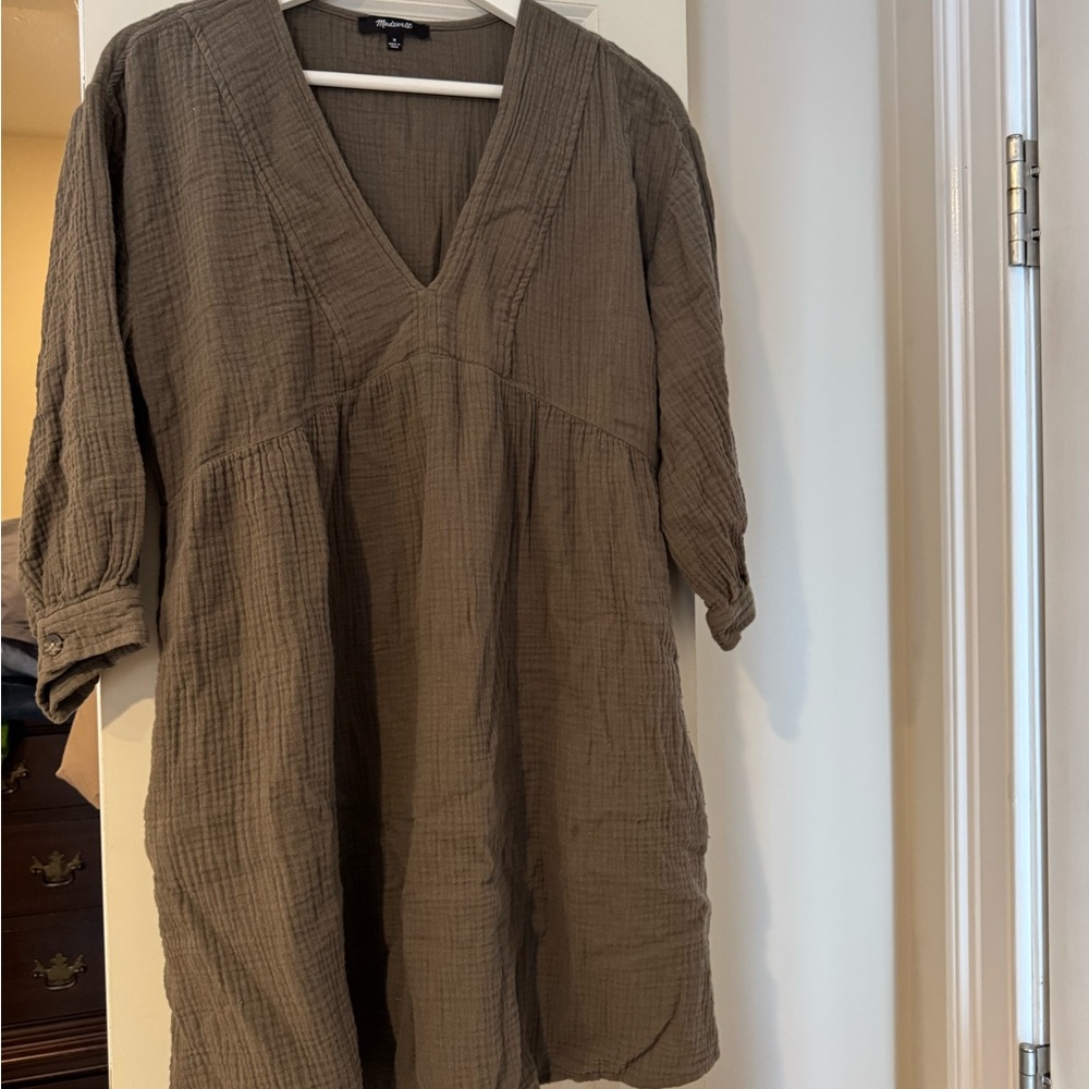 Madewell Olive V-Neck Dress